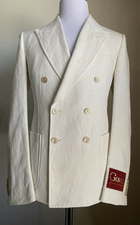 Neu mit Etikett: 4.800 $ Gucci Herren-Sportmantel aus Leinen/Baumwolle, Blazer, Weiß, 40R US/50R Eu