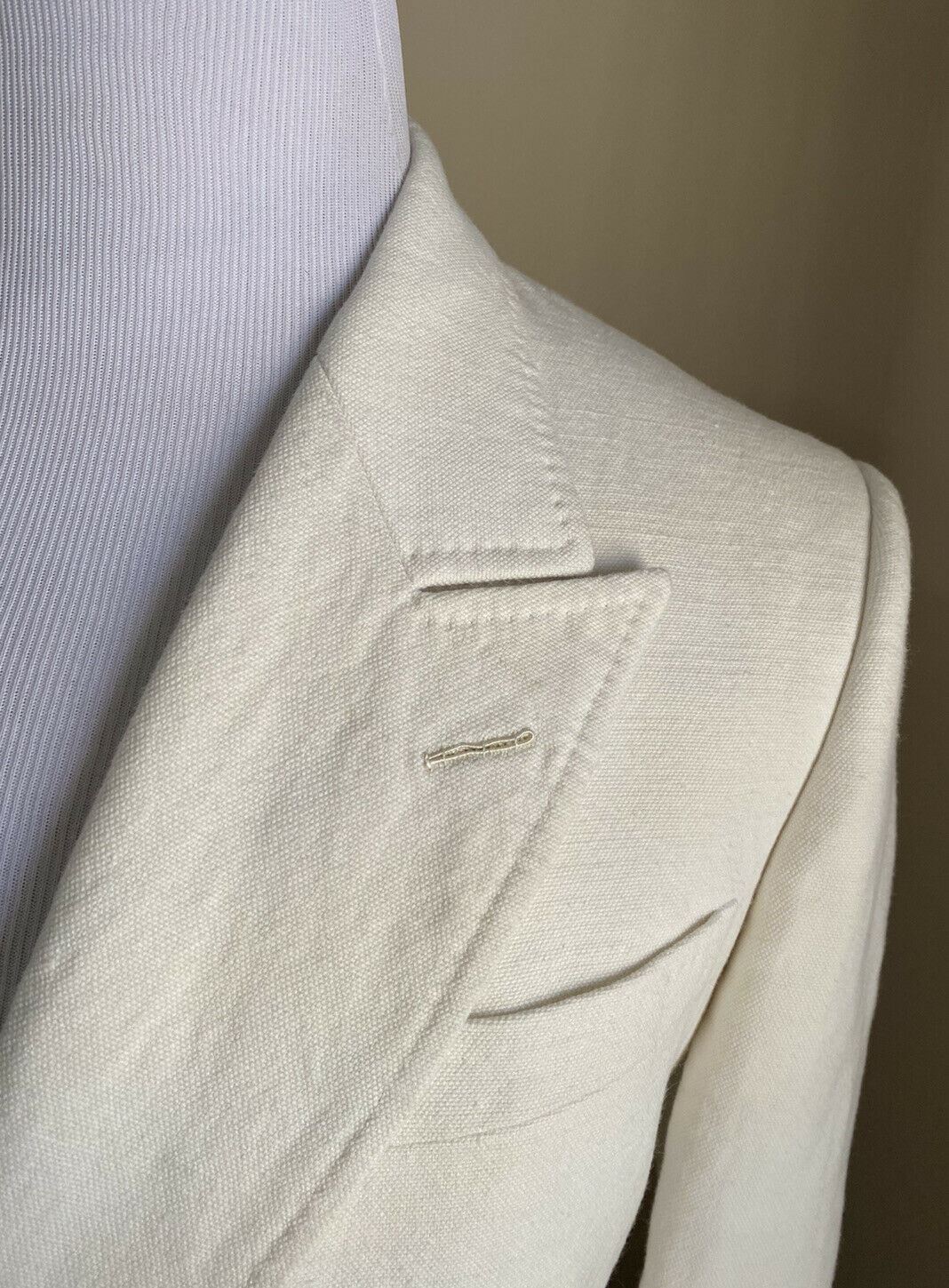 NWT $4800 Gucci Men Linen/Cotton Sport Coat Jacket Blazer White 40R US/50R Eu