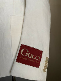 Neu mit Etikett: 4.800 $ Gucci Herren-Sportmantel aus Leinen/Baumwolle, Blazer, Weiß, 40R US/50R Eu