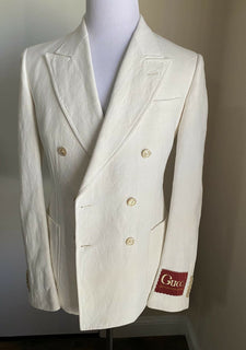 Neu mit Etikett: 4.800 $ Gucci Herren-Sportmantel aus Leinen/Baumwolle, Blazer, Weiß, 40R US/50R Eu