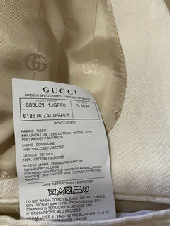 Neu mit Etikett: 4.800 $ Gucci Herren-Sportmantel aus Leinen/Baumwolle, Blazer, Weiß, 40R US/50R Eu