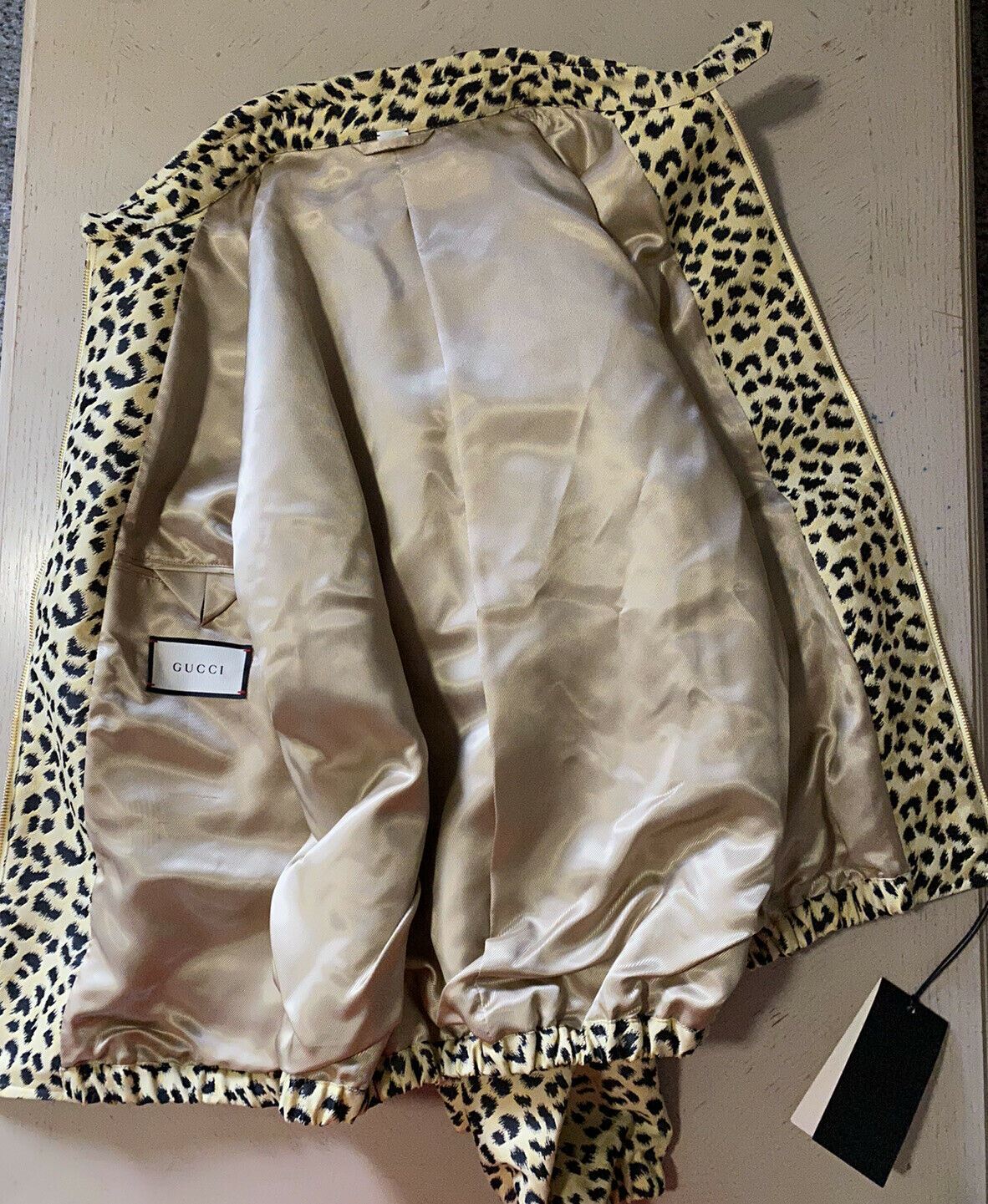 New $2890 Gucci Men’s  Jacket Coat Beige/Black Size L