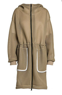 New $1980 Fendi Logo-Back Mesh Parka Beige 8 US/42 It Italy