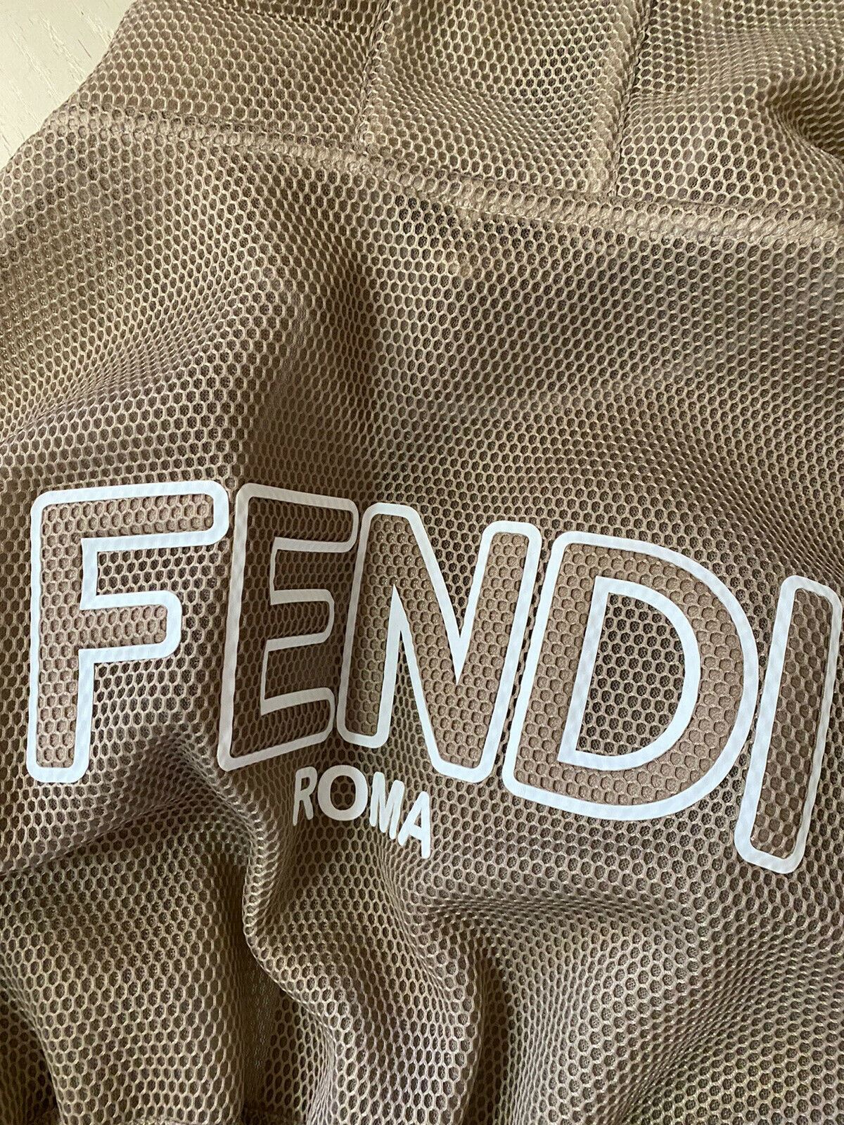 New $1980 Fendi Logo-Back Mesh Parka Beige 8 US/42 It Italy