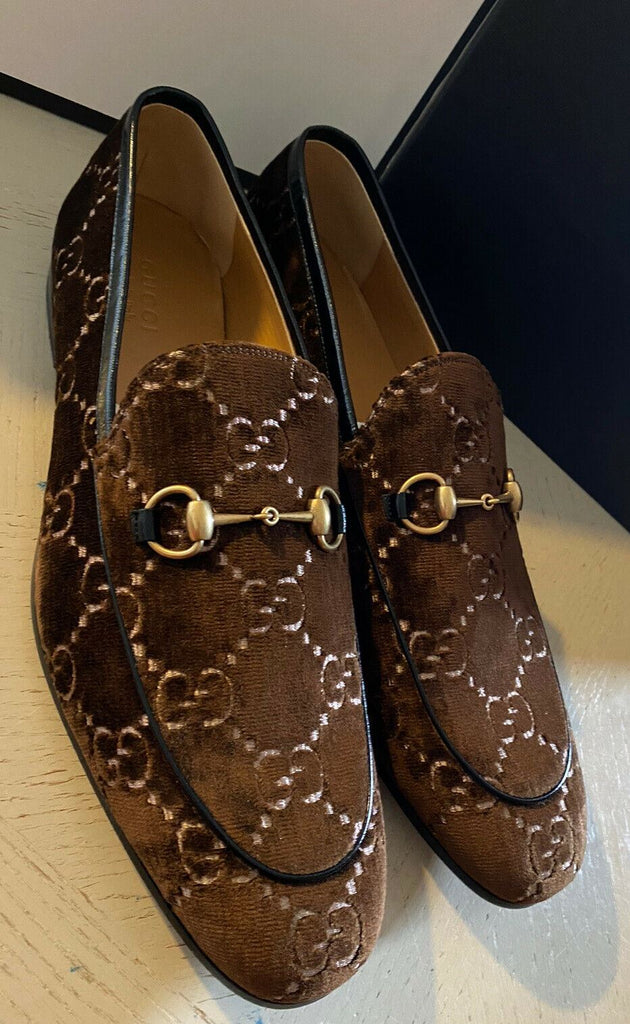 NIB Gucci Herren GG Samt/Leder Loafer Schuhe Braun 16 US (15 UK) Italien