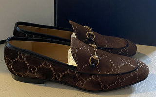NIB Gucci Herren GG Samt/Leder Loafer Schuhe Braun 16 US (15 UK) Italien