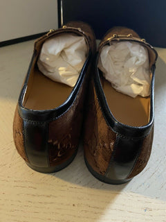 NIB Gucci Herren GG Samt/Leder Loafer Schuhe Braun 16 US (15 UK) Italien