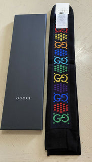 Neu mit Etikett: Gucci GG-Monogramm-Socken, Schwarz/Rot/Blau/Gelb, Größe M, Italien