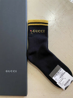 Neu mit Etikett: Gucci-Baumwollsocken mit Gucci-Monogramm, Schwarz, Größe M, Italien