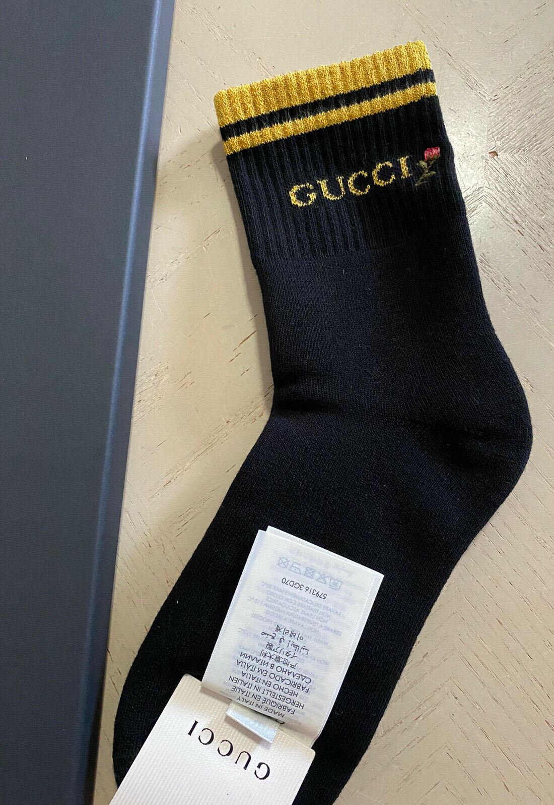 Neu mit Etikett: Gucci-Baumwollsocken mit Gucci-Monogramm, Schwarz, Größe M, Italien