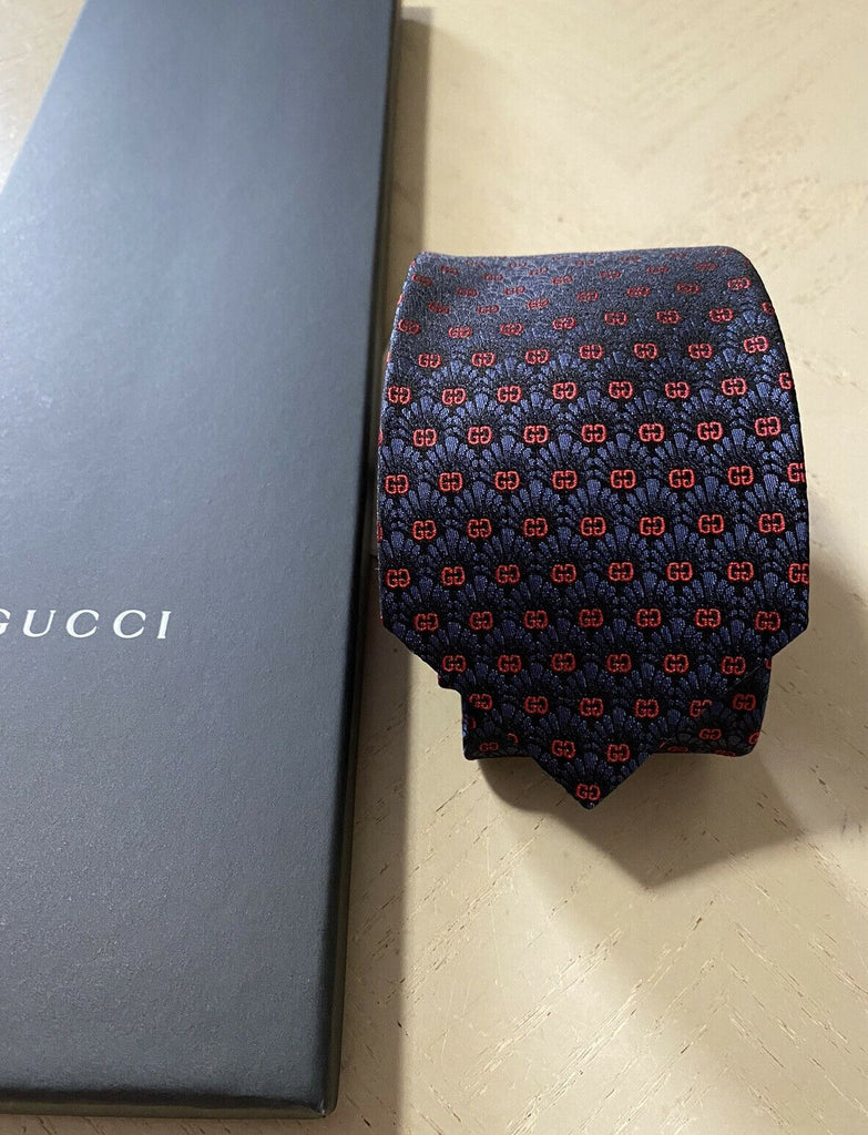 Neue Gucci Herren-Krawatte mit GG-Monogramm, Blau/Rot, hergestellt in Italien