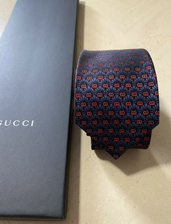 Neue Gucci Herren-Krawatte mit GG-Monogramm, Blau/Rot, hergestellt in Italien