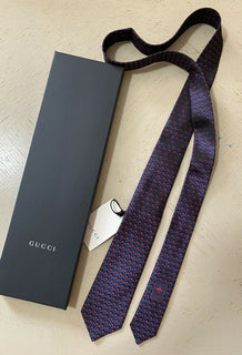Neue Gucci Herren-Krawatte mit GG-Monogramm, Blau/Rot, hergestellt in Italien