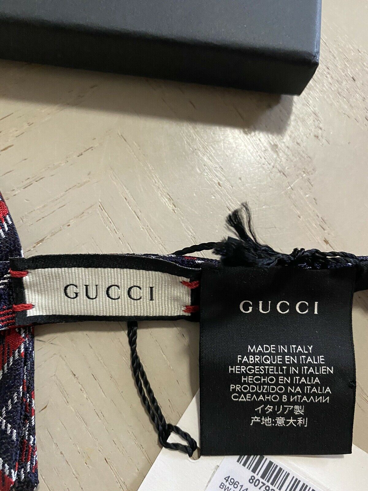 Neue Fliege aus 100 % Seide von Gucci, Grün/Blau/Rot, hergestellt in Italien