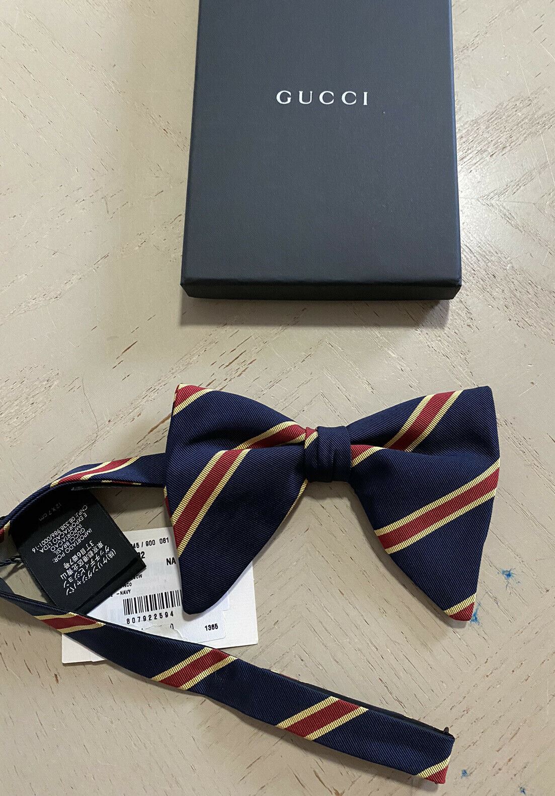 Новый галстук-бабочка Gucci синего/красного цвета, сделанный в Италии