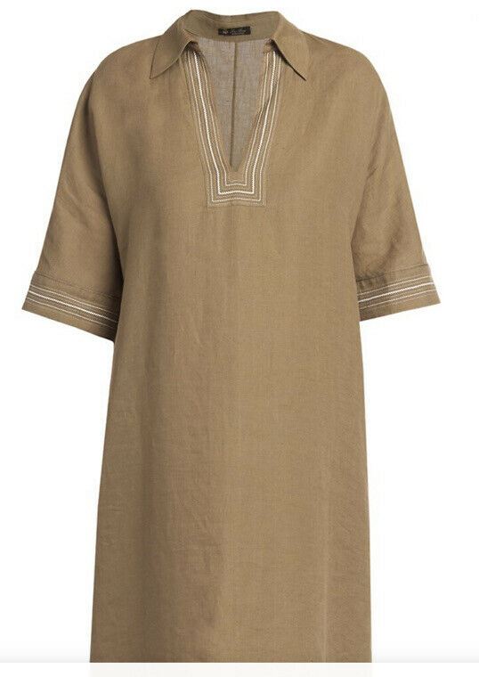 New $2125 Loro Piana Linen Tunic Dress Color Coriander Powder XL Italy