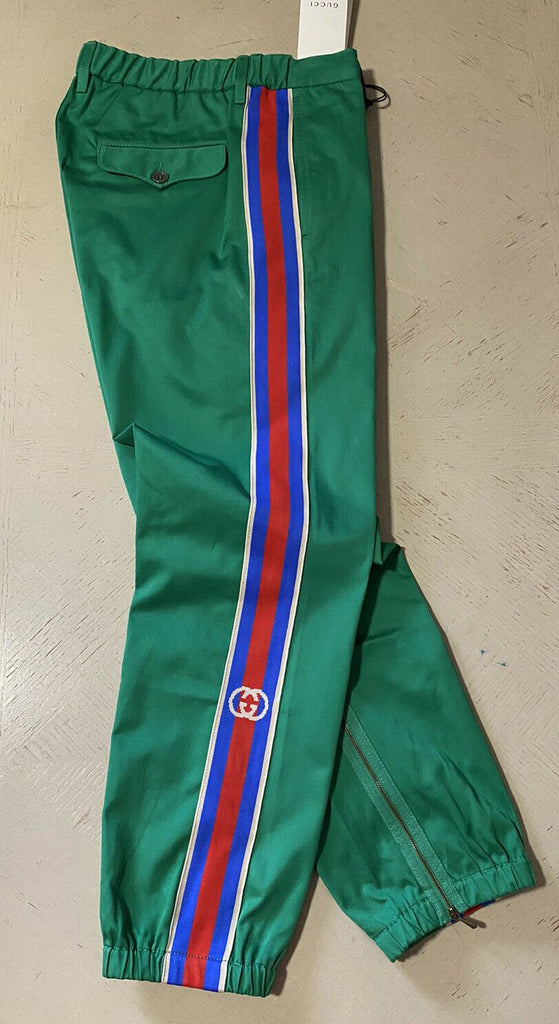Neu mit Etikett: 1200 $ Gucci Herren Baumwolldrillhose Grün 32 US (48 Eu) Italien