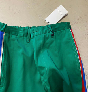 Neu mit Etikett: 1200 $ Gucci Herren Baumwolldrillhose Grün 32 US (48 Eu) Italien