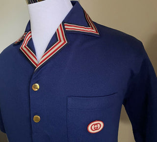 Neu mit Etikett: 1600 Gucci Herren-Kurzarm-Poloshirt, Blau, Größe XL, Italien
