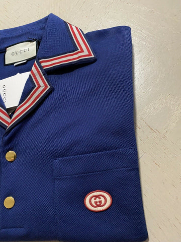 NWT 1600 Gucci Men’s Short Sleeve Polo Shirt Blue Size XL Italy