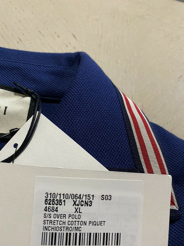 NWT 1600 Gucci Men’s Short Sleeve Polo Shirt Blue Size XL Italy