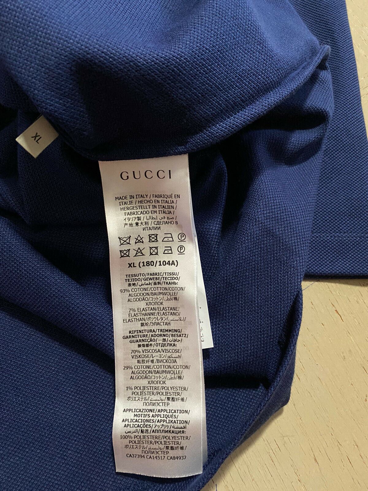 NWT 1600 Gucci Men’s Short Sleeve Polo Shirt Blue Size XL Italy