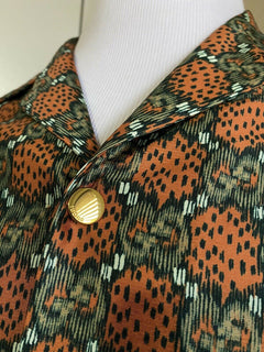 Neu $1850 Gucci Herren Seiden-GG-Monogramm-Bowling-Lose-Hemd Beige/Orange XL