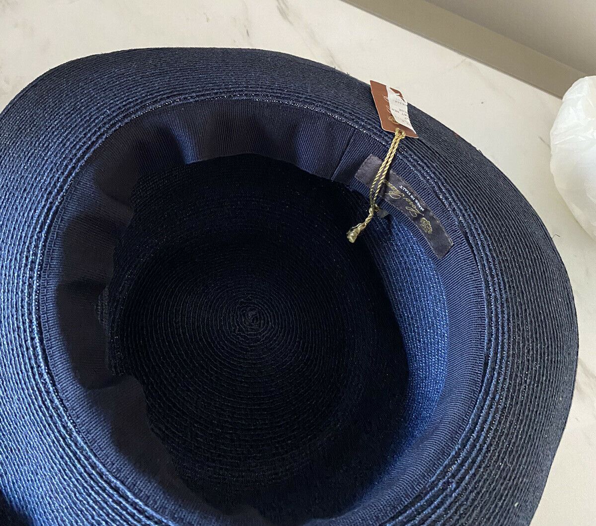 NWT Loro Piana Women’s Kate Hemp Hat Dark Blue Size M Italy