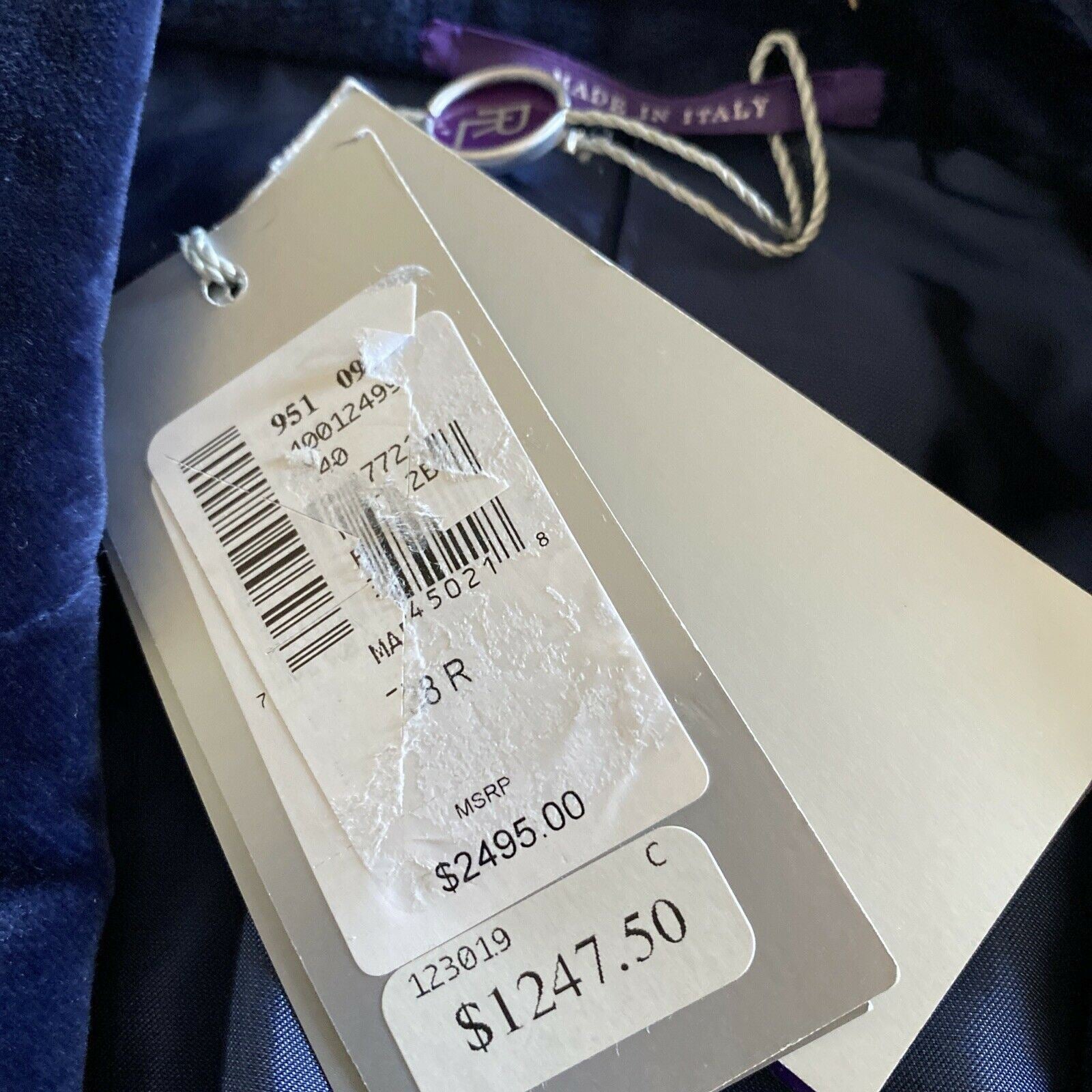 NWT $2495 Ralph Lauren Purple Label Мужской спортивный пиджак Синий 38R US/48R EU Ita