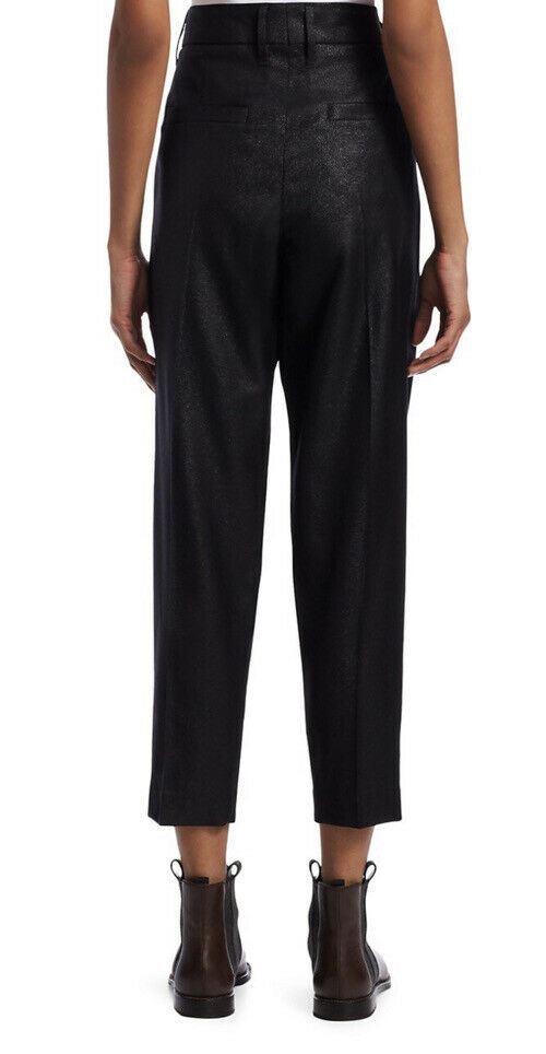 New $1995 Brunello Cucinelli Women Glitter Wool-Blend Crop Pants Black 38/2