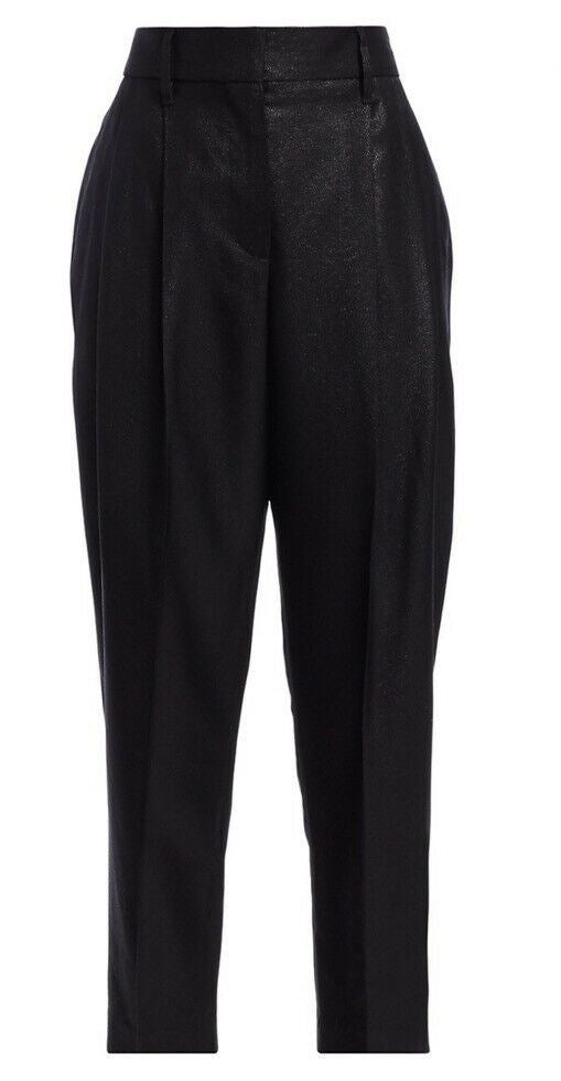 Новые женские укороченные брюки из блестящей шерсти Brunello Cucinelli, черные 38/2, $1995