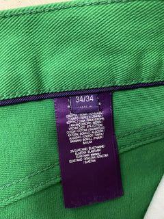 Neu mit Etikett: 495 $ Ralph Lauren Purple Label Herren Thompson Slim Jeans Hose Grün 34