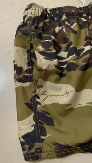 Neu mit Etikett: 485 $ Givenchy bedruckte Herren-Badeshorts in hellem Kaki, Größe L