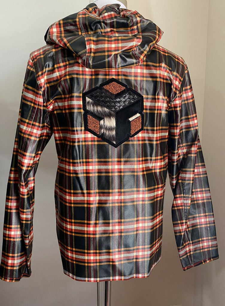 Neu $2300 Bottega Veneta Herren Kapuzenjacke Hemd Schwarz/Rot Größe L US (52 Eu)