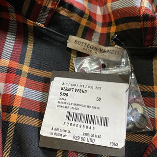 Neu $2300 Bottega Veneta Herren Kapuzenjacke Hemd Schwarz/Rot Größe L US (52 Eu)