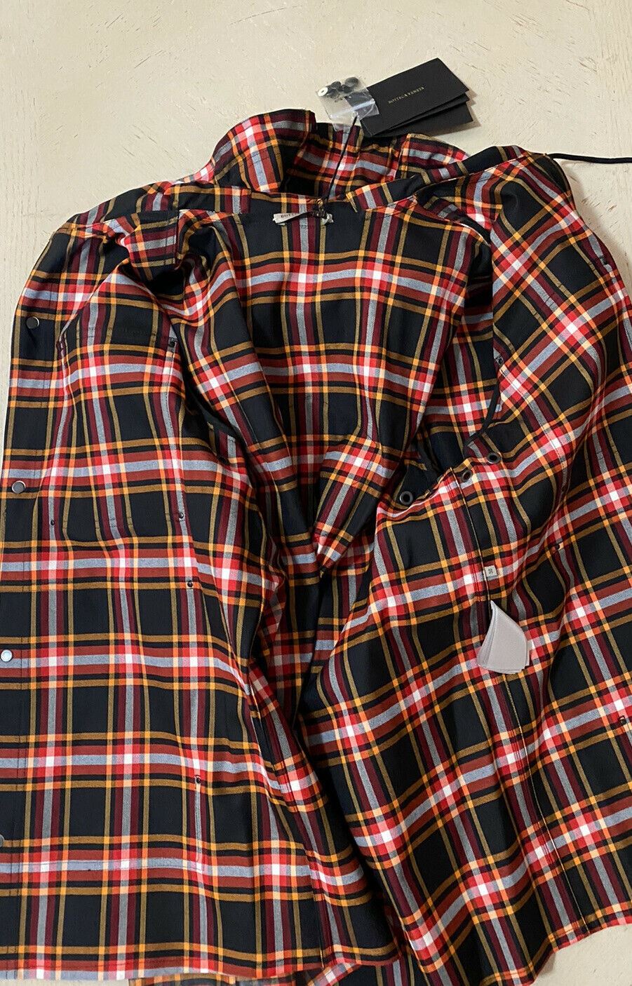 New $2300 Bottega Veneta Men Hooded Jacket Shirt Black/Red Size L US ( 52 Eu )