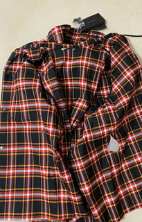 Neu $2300 Bottega Veneta Herren Kapuzenjacke Hemd Schwarz/Rot Größe L US (52 Eu)