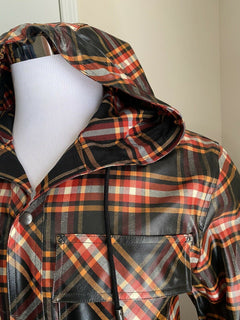 Neu $2300 Bottega Veneta Herren Kapuzenjacke Hemd Schwarz/Rot Größe L US (52 Eu)