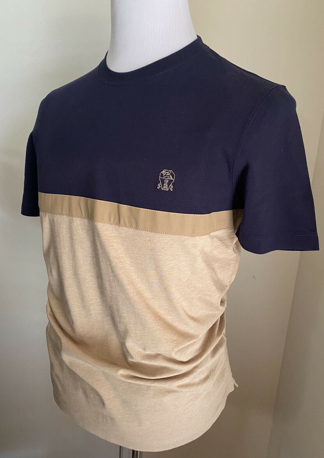 Neues 575 $ Brunello Cucinelli Herren-T-Shirt Blau/Braun Größe S Italien