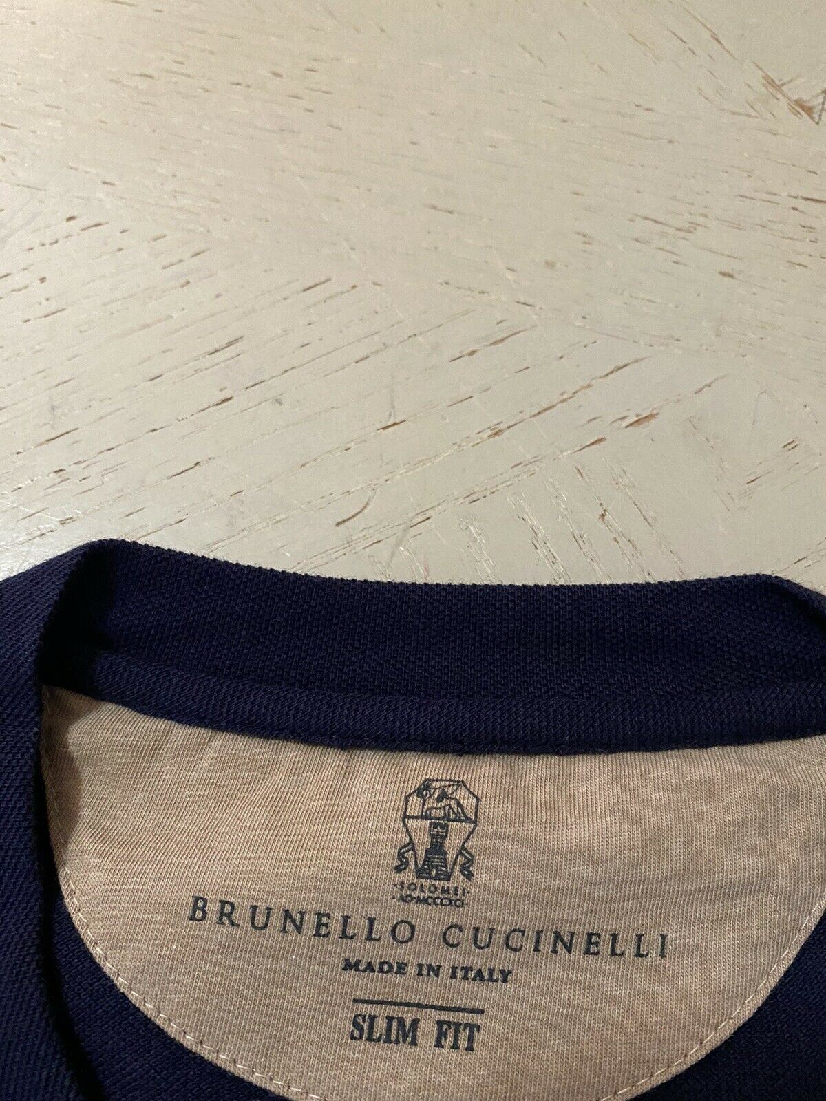 New $575 Brunello Cucinelli Men’s T Shirt Blue/Brown Size S Italy