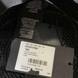 Neu mit Etikett: 695 $ Saint Laurent Kleiner Bootshut aus lackiertem Stroh Schwarz L Italien