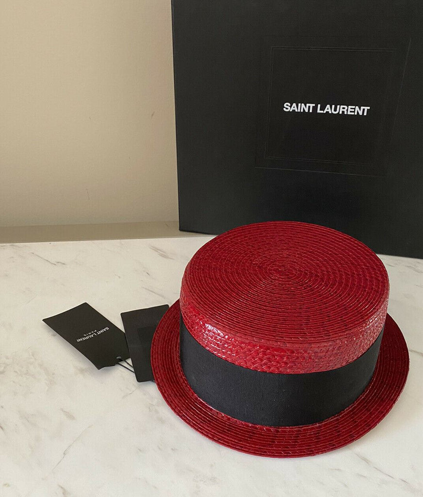 Neu mit Etikett: Saint Laurent kleiner Bootsfahrerhut in mattem Strohrot, S Italien