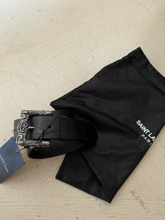 Neuer Saint Laurent Herren Celtique Gürtel DK Schwarz 32/85 Italien