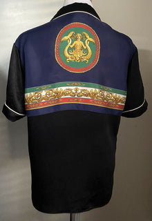 Neues Gucci Herren-Kurzarm-Klassenhemd für 1880 $ in Schwarz/Blau, Größe L (50 Eu), Italien