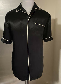 Neues Gucci Herren-Kurzarm-Klassenhemd für 1880 $ in Schwarz/Blau, Größe L (50 Eu), Italien