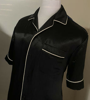 Neues Gucci Herren-Kurzarm-Klassenhemd für 1880 $ in Schwarz/Blau, Größe L (50 Eu), Italien