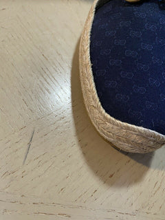Neue Gucci Herren GG Monogram Canvas/Leder Espadrille Schuhe Blau 8,5 US/7,5 UK