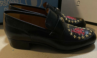 Neu 1190 $ Gucci Herren GG Leder Loafer Schuhe Schwarz 8,5 US ( 7,5 UK )