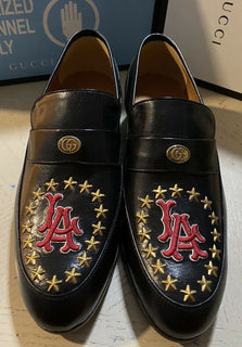 Neu 1190 $ Gucci Herren GG Leder Loafer Schuhe Schwarz 8,5 US ( 7,5 UK )