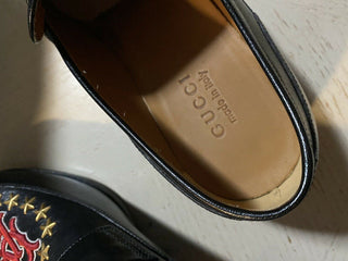 Neu 1190 $ Gucci Herren GG Leder Loafer Schuhe Schwarz 8,5 US ( 7,5 UK )